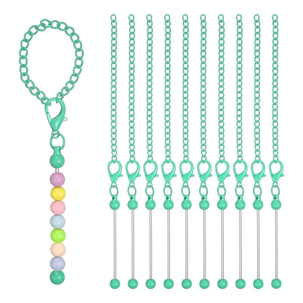 5574 10 Pcs Beadable Cup Charm, Bulk Blank Bar Key Chain Metal Beaded Cups